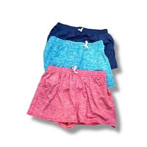 Size XL Real Essentials Set of 3 Girls Youth Athletic Shorts Pockets Pink Teal